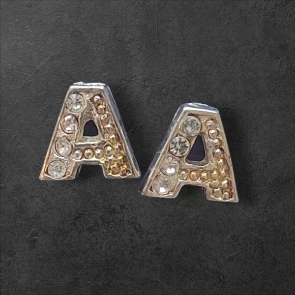 Bijoux Drive Jewelry - Elegant Silver and Gold Initial Earrings INITIAL LETTER A